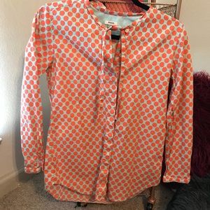 Fossil orange polkadot button down blouse